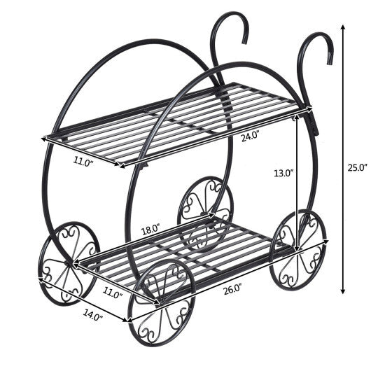 Heavy Duty Metal Flower Cart Plant Stand W2B