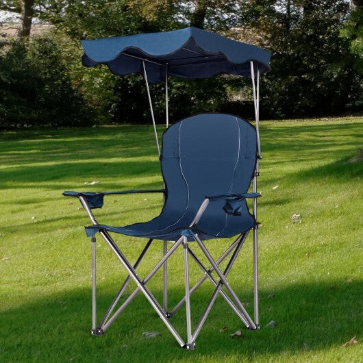 Portable Folding Beach Canopy Chair with Cup Holders-Blue - Color: Blue W2B