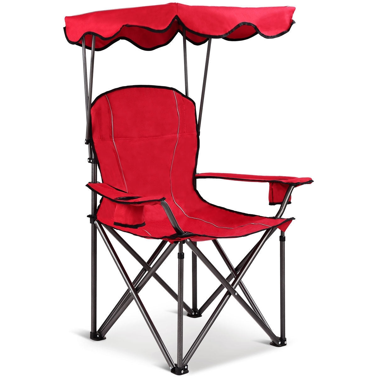 Portable Folding Beach Canopy Chair with Cup Holders-Red - Color: Red W2B