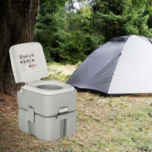 5.3 Gallon Portable Travel Toilet with Piston Pump Flush W2B