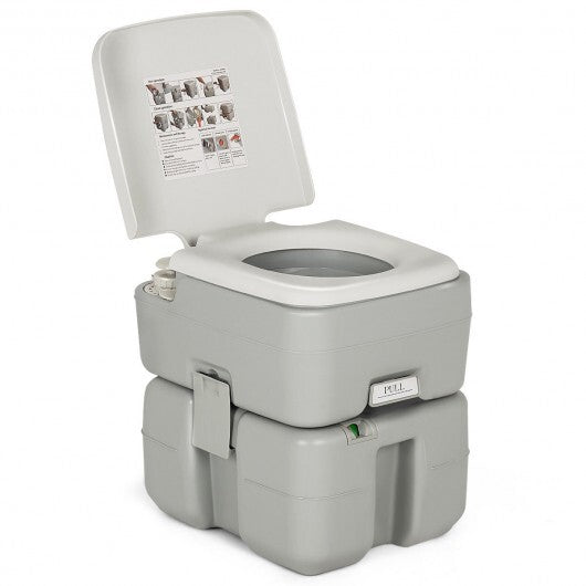 5.3 Gallon Portable Travel Toilet with Piston Pump Flush W2B