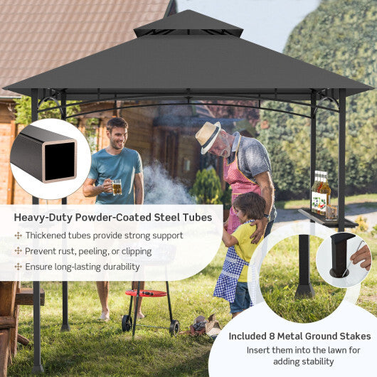 8 x 5 Feet Outdoor Barbecue Grill Gazebo Canopy Tent BBQ Shelter-Wine