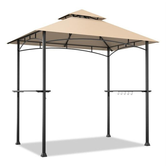 8 x 5 Feet Outdoor Barbecue Grill Gazebo Canopy Tent BBQ Shelter-Wine