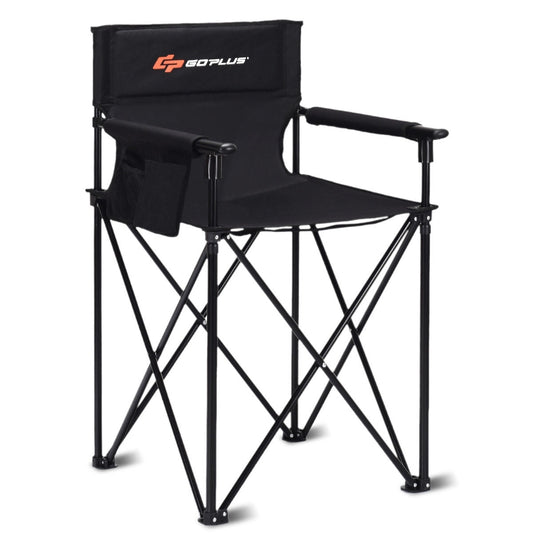 Portable 38 Inch Oversized High Camping Fishing Folding Chair  - Color: Black W2B
