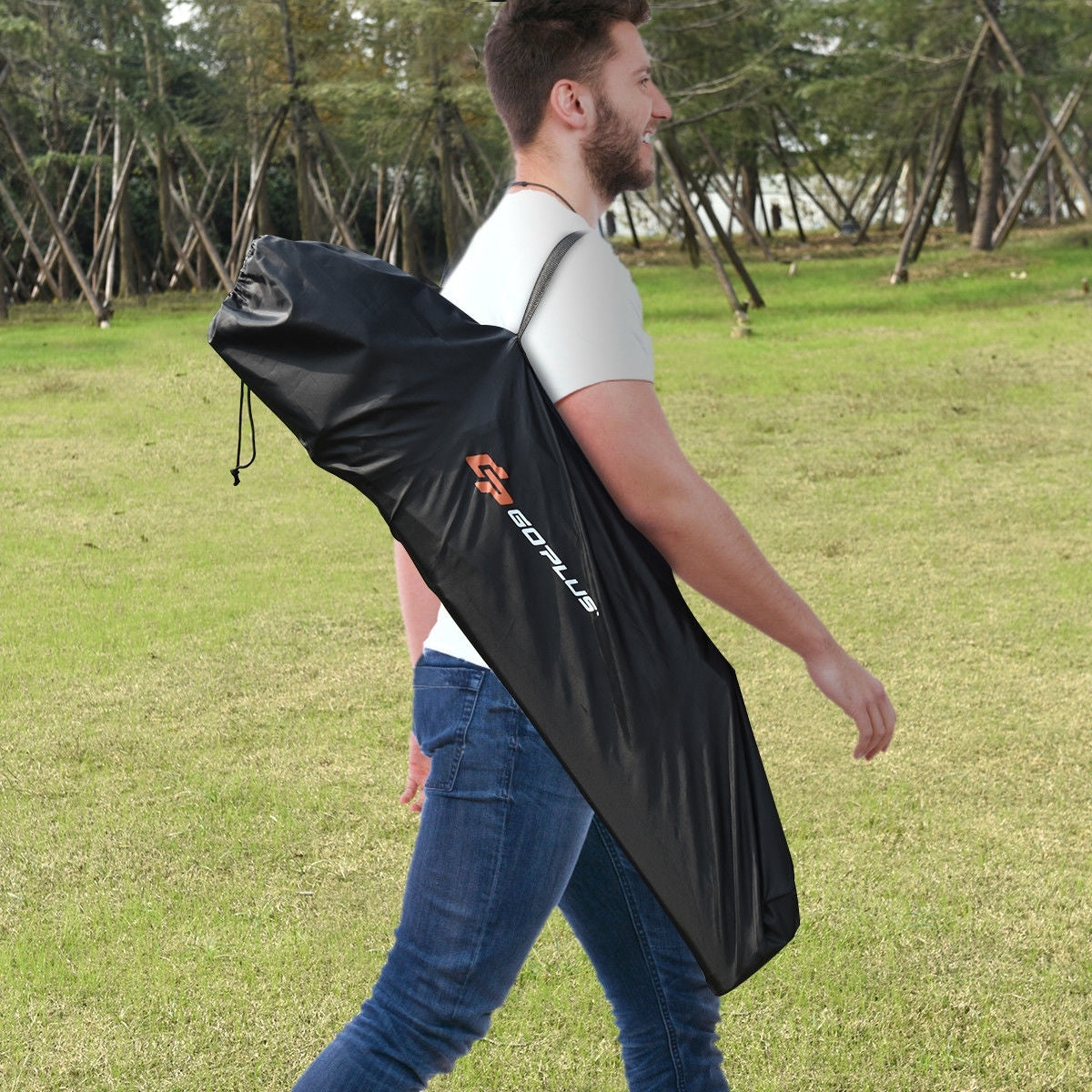 Portable 38 Inch Oversized High Camping Fishing Folding Chair  - Color: Black W2B