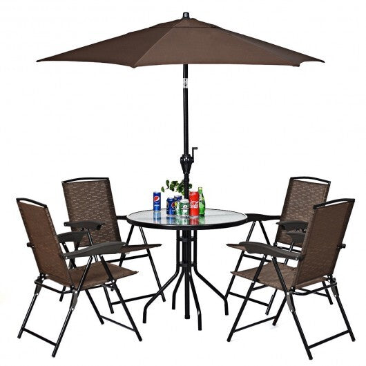 4 Pieces Folding Dining Chairs with Steel Armrests and Sling Back