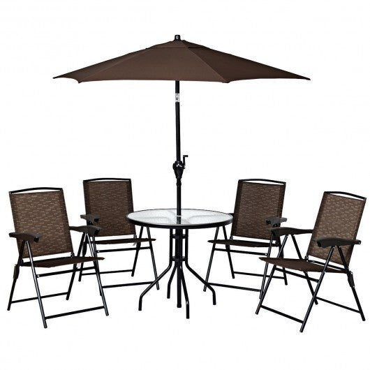 4 Pieces Folding Dining Chairs with Steel Armrests and Sling Back
