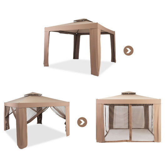 Canopy Gazebo Tent Shelter Garden Lawn Patio with Mosquito Netting-Beige