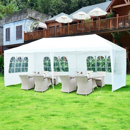 10 x 20 Feet 6 Sidewalls Canopy Tent with Carry Bag-White W2B