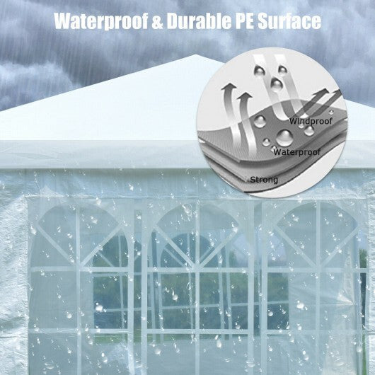 10 x 20 Feet 6 Sidewalls Canopy Tent with Carry Bag-White W2B