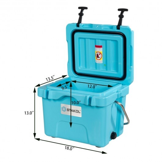 16 Quart 24-Can Capacity Portable Insulated Ice Cooler with 2 Cup Holders-Blue - Color: Blue W2B