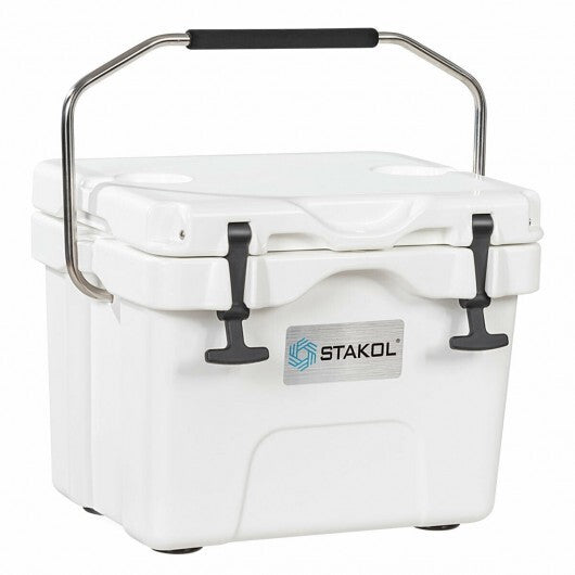 16 Quart 24-Can Capacity Insulated Ice Cooler with 2 Cup Holders-Khaki W2B