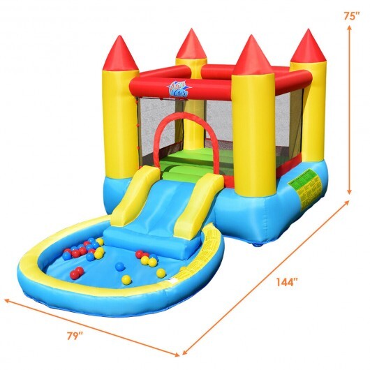 Kids Inflatable Bounce House Castle with Balls Pool and Bag W2B