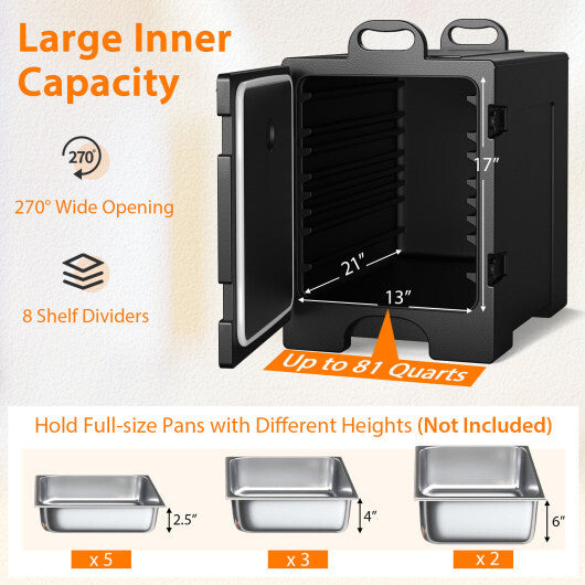 2 Pieces 81 Quart Insulated Food Pan Carrier Stackable W2B