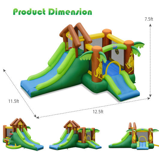 Kids Inflatable Jungle Bounce House Castle with 680W Blower