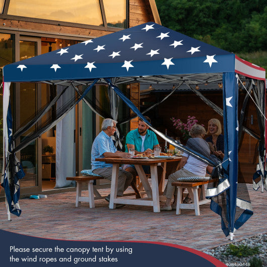 10 FT x 10 FT Pop-Up Canopy Tent Easy Setup Instant Folding Shelter with Mesh Netting-White W2B