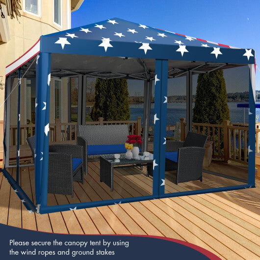 10 FT x 10 FT Pop-Up Canopy Tent Easy Setup Instant Folding Shelter with Mesh Netting-White W2B