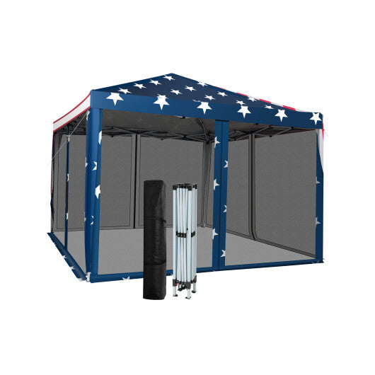 10 FT x 10 FT Pop-Up Canopy Tent Easy Setup Instant Folding Shelter with Mesh Netting-White W2B