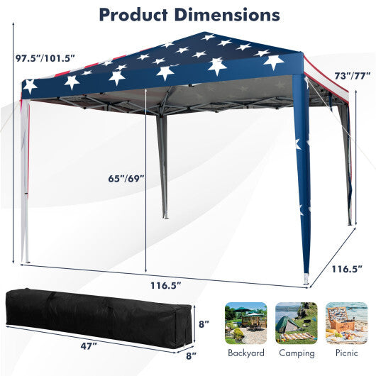 10 FT x 10 FT Pop-Up Canopy Tent Easy Setup Instant Folding Shelter with Mesh Netting-White W2B