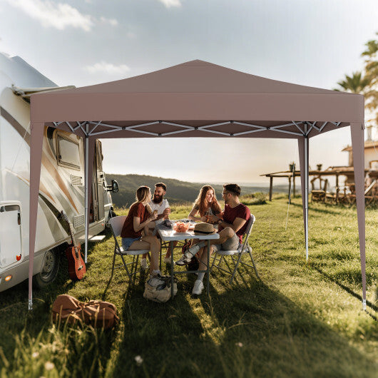 10 FT x 10 FT Pop-Up Canopy Tent Easy Setup Instant Folding Shelter with Mesh Netting-White W2B