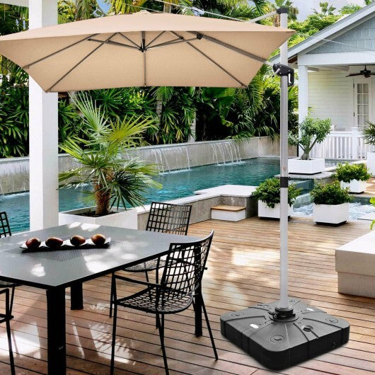 260 lbs Offset Patio Umbrella Base with Wheels Sand Water Filled W2B