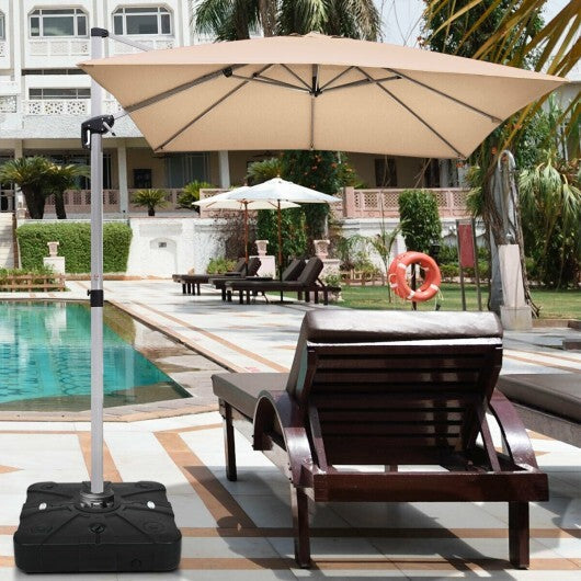 260 lbs Offset Patio Umbrella Base with Wheels Sand Water Filled W2B