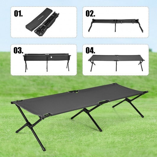 Adults Kids Folding Camping Cot-Gray W2B