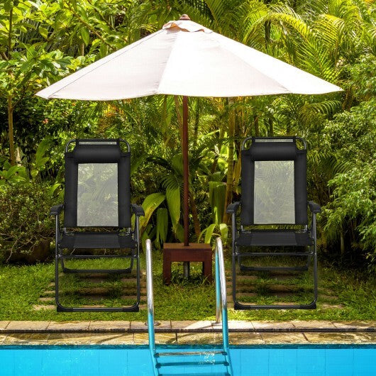 2 Pieces Patio Adjustable Folding Recliner Chairs with 7 Level Adjustable Backrest-Gray W2B