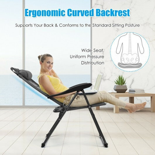 2 Pieces Patio Adjustable Folding Recliner Chairs with 7 Level Adjustable Backrest-Gray W2B