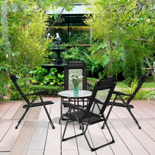 4 Pieces Patio Garden Adjustable Reclining Folding Chairs with Headrest-Gray W2B