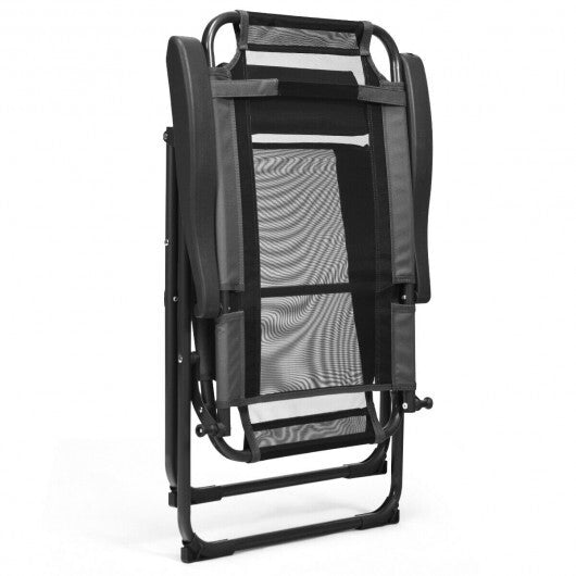 4 Pieces Patio Garden Adjustable Reclining Folding Chairs with Headrest-Gray W2B