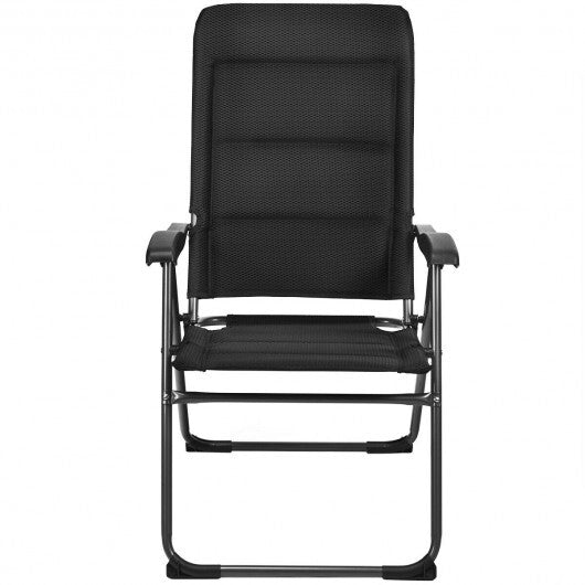 2 Pieces Outdoor Folding Patio Chairs with Adjustable Backrests for Bistro and Backyard-Black W2B