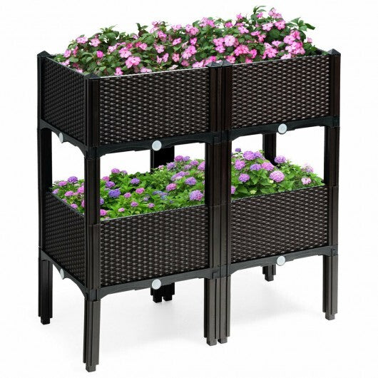 Set of 4 Elevated Flower Vegetable Herb Grow Planter Box