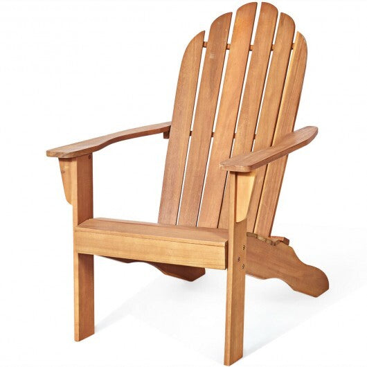 Acacia Wood Outdoor Adirondack Chair with Ergonomic Design-Natural - Color: Natural W2B