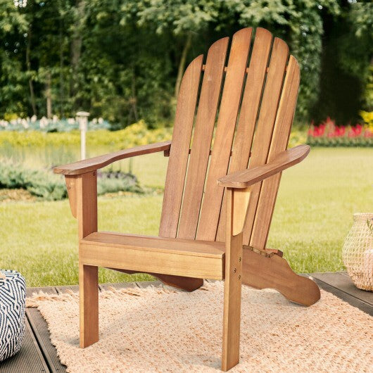 Acacia Wood Outdoor Adirondack Chair with Ergonomic Design-Natural - Color: Natural W2B
