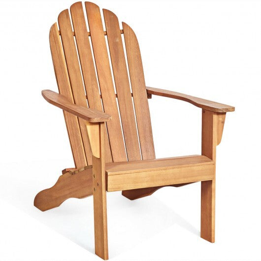 Acacia Wood Outdoor Adirondack Chair with Ergonomic Design-Natural - Color: Natural W2B