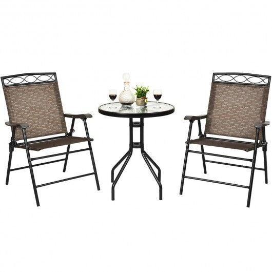 3 Pieces Outdoor Bistro Dining Furniture Set with 1.57 Inch Umbrella Hole