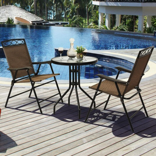 3 Pieces Outdoor Bistro Dining Furniture Set with 1.57 Inch Umbrella Hole