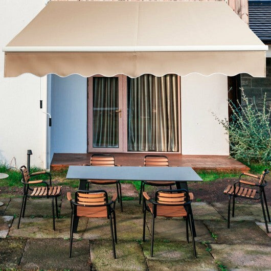 10 x 8.2 Feet Retractable Awning with Easy Opening Manual Crank Handle-Beige W2B