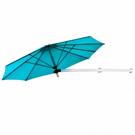 8ft Wall-Mounted Telescopic Folding Tilt Aluminum Sun Shade Umbrella-Tan