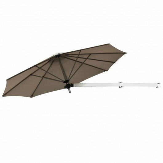 8ft Wall-Mounted Telescopic Folding Tilt Aluminum Sun Shade Umbrella-Tan