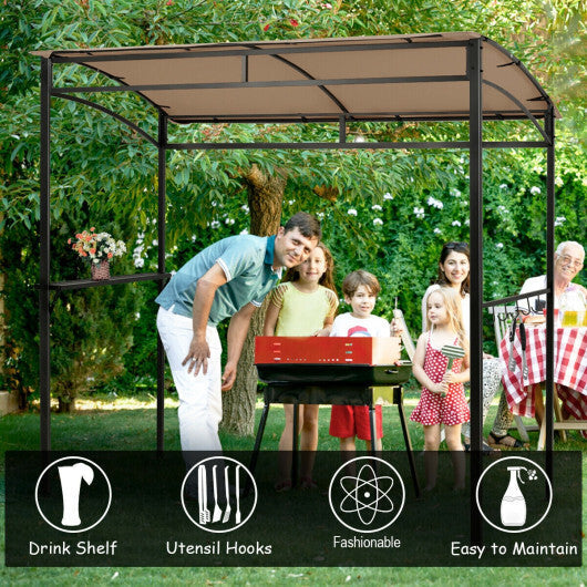 7 x 4.5 Feet Grill Gazebo Outdoor Patio Garden BBQ Canopy Shelter-Brown W2B
