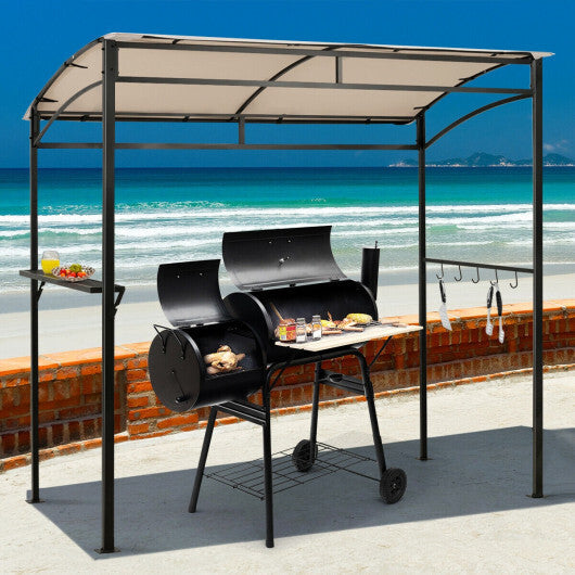 7 x 4.5 Feet Grill Gazebo Outdoor Patio Garden BBQ Canopy Shelter-Brown W2B