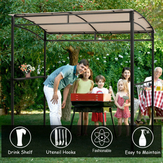 7 x 4.5 Feet Grill Gazebo Outdoor Patio Garden BBQ Canopy Shelter-Brown W2B