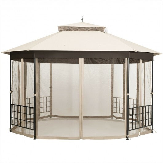 10'x 12' Octagonal Patio Gazebo-Brown