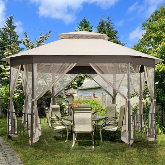 10'x 12' Octagonal Patio Gazebo-Brown
