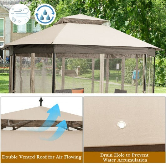 10'x 12' Octagonal Patio Gazebo-Brown