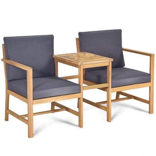 3-in-1 Acacia Wood Loveseat with Separable Coffee Table W2B