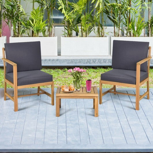 3-in-1 Acacia Wood Loveseat with Separable Coffee Table W2B