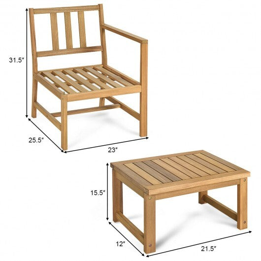 3-in-1 Acacia Wood Loveseat with Separable Coffee Table W2B